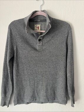 Relwen Henley Heather Gray Quarter Button Up Pullover Sweater. Size Small.
